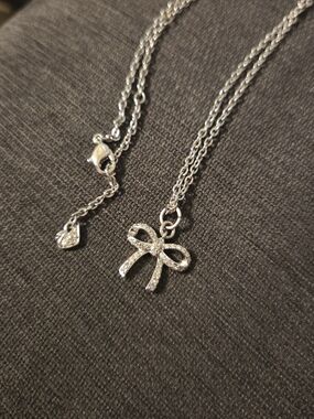 Swarovski Silver Bow Crystal Pendant Necklace